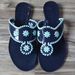 Jack Rogers Jacks Jelly Sandals Navy Mint Womens Size 8